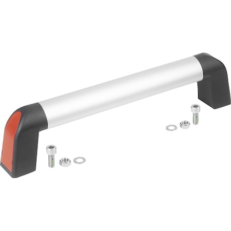 Kipp Tubular Handle Bighand, A=250, L=283, 4 Aluminum Natural Anodized, Comp: Plastic Comp:Black Ral7021, K1445.2500384